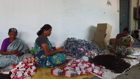indian female workers packing and footage 226536860 iconl